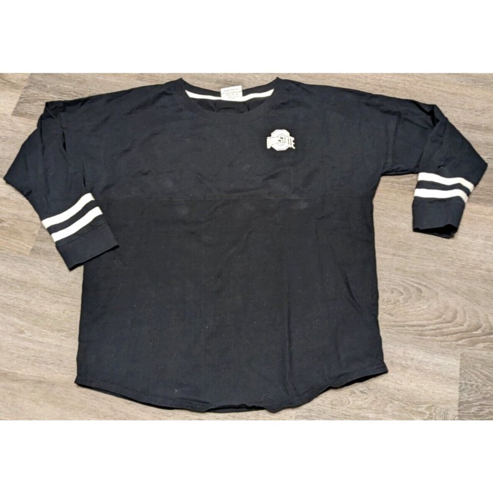 Ohio State Buckeyes Black Spirit Jersey White Striped Spell Out - Women’s Size L
